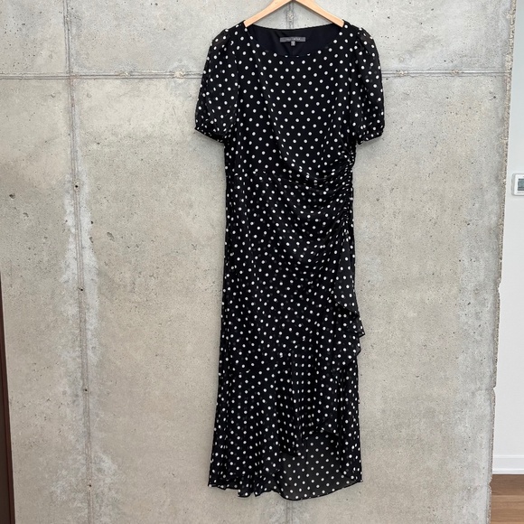 Polka Dot Short Sleeve Midi Dress by Julia Jordan, Black/White, size 8, NWOT - Picture 1 of 13